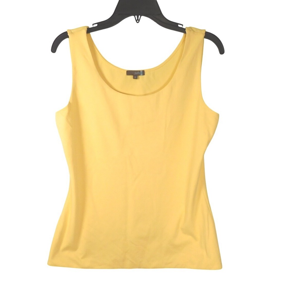 Judy P Yellow Scoop Neck Tank Top Sleeveless Micro Nylon Spandex Medium USA